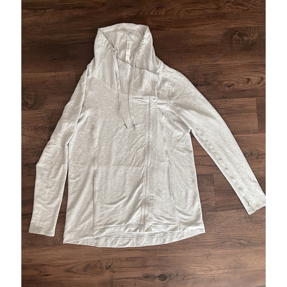 Lululemon Jacket Womens 10 Gray Heather Full Zip Precision Asymmetrical Running - Picture 2 of 6